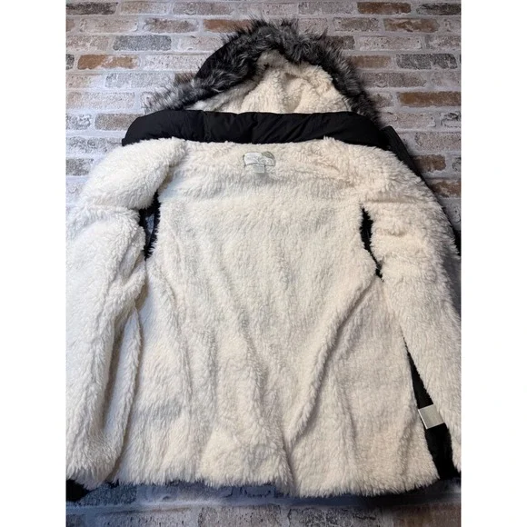 Green Tea Black Puffer Vest Sherpa Lined Faux Fur Hood XXL - Picture 4 of 6